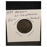1977 Mexico 20 Centavos Gem Toned