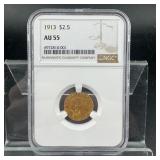 1923 $2.50 Gold Indian Head Quarter Eagle, Ngc Au5