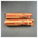 (2) 50-count Wheat Cent Rolls (100 Wheat Cents Tot
