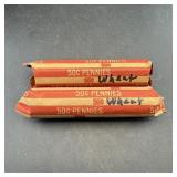 (2) 50-count Wheat Cent Rolls (100 Wheat Cents Tot