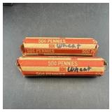 (2) 50-count Wheat Cent Rolls (100 Wheat Cents Tot