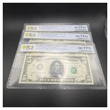 (3) Consecutive 1969 $5 Federal Reserve Notes St.