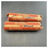 (2) 50-count Wheat Cent Rolls (100 Wheat Cents Tot