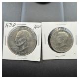 1971-d Ike Dollar And 1972-d Kennedy Half Dollar.