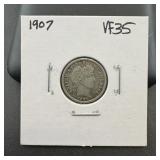 1907 Barber Silver Dime