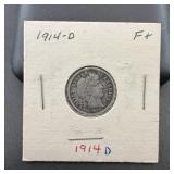 1914-d Barber Silver Dime