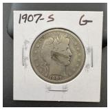 1907-s Silver Barber Half Dollar