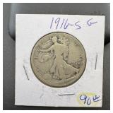 1916-s Walking Liberty Silver Half Dollar - Key Da