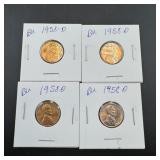 (4) 1958-d Bu Wheat Cents.