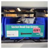 Bin with assorted items and hardware (See photos)