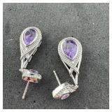 Sts Keros Sterling Silver Purple Amethyst Earrings
