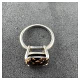 Sterling Silver Smoky Quartz Ring, Size 8, Marked