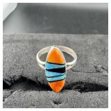 Sterling Silver Navajo-style Multi-stone Ring, Siz
