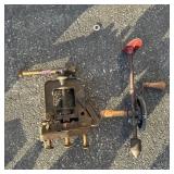 Vintage hand drill with EED pipe clamp bench mount