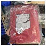 Area rug with faux red fur appearance, size not