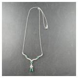 Sterling Silver Emerald Necklace, Approx. 17' Len