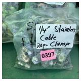 (20) count 1/4' stainless steel cable clamps