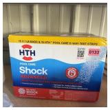 Pool care lot with 15 lb shock bags and 6-way