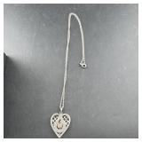 Sterling Silver Heart Pendant Citrine Necklace, Ap