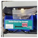 Bin with assorted items and hardware (See photos)