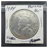 1934 Panama Balboa Silver Coin (.900 Fine Silver),