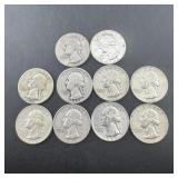Lot Of (10) Silver Washington Quarters (90% Silver