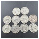 Lot Of (10) Silver Washington Quarters (90% Silver