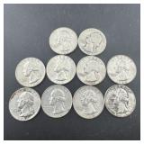 Lot Of (10) Silver Washington Quarters (90% Silver