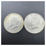 (2) 1964 Kennedy Silver Half Dollars, 90% Silver,