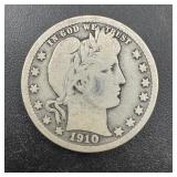 1910 Barber Silver Quarter