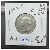 1942-S Washington Quarter - looks 'AU'