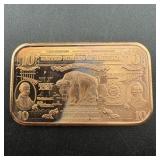 1 oz .999 copper Buffalo bar
