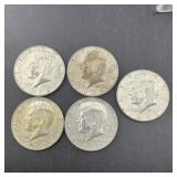 5 Coin Lot of 40% Silver Kennedy Half Dollars incl