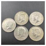 5 Coin Lot of 40% Silver Kennedy Half Dollars incl