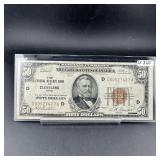 1929 $5 Federal Reserve Bank of Cleveland, Ohio Na