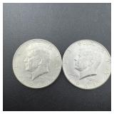 (2) 1964 Kennedy Silver Half Dollars, 90% Silver,