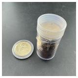 Tube of 22 Gold colored US President $1 coins - so