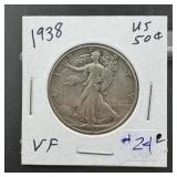 1938 Walking Liberty Half Dollar - 90% Silver