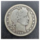 1908-O Liberty Head Quarter - nice coin