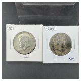 1953-D Franklin & 1967 Kennedy Half