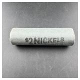 $2 Nickel Roll, 1906 Liberty Head V Nickel face co