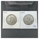 1943 Walking Liberty & 1967 Kennedy Half