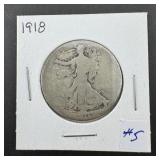 1918 Walking Liberty Half Dollar - 90% Silver