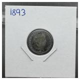 1893 Barber Silver Dime