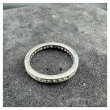 Sterling Silver Cz Band Ring, Size 7 3/4. Weight: