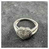 Sterling Silver Heart Shaped Ring, Size 7. Weight: