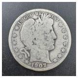 1907 Barber Silver Half Dollar