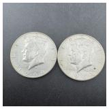 (2) 1964 Silver Kennedy Half Dollars