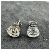 Sterling Silver Cz Earrings, Marked 925. Weight: 1