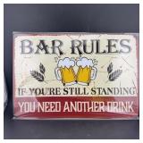 8ï¿½12' Tin Sign ï¿½ Funny Bar Rules Sign